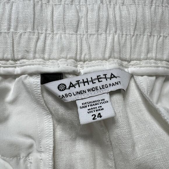 Athleta Cabo Linen Wide Leg Pants White Plus Size 24 - Picture 4 of 11